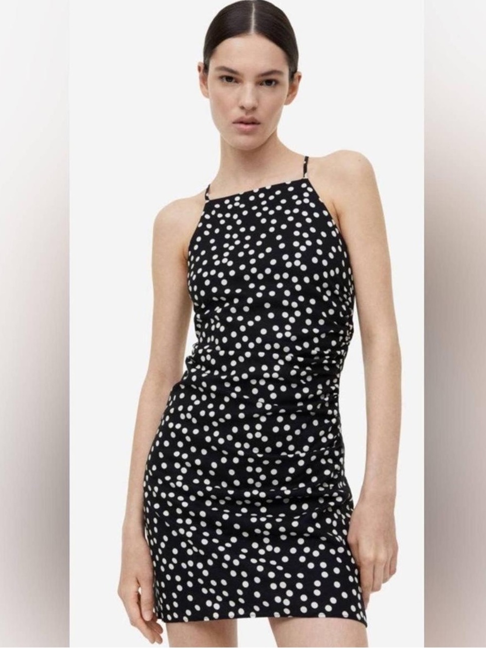 H&M Black Dress with White Polka Dots